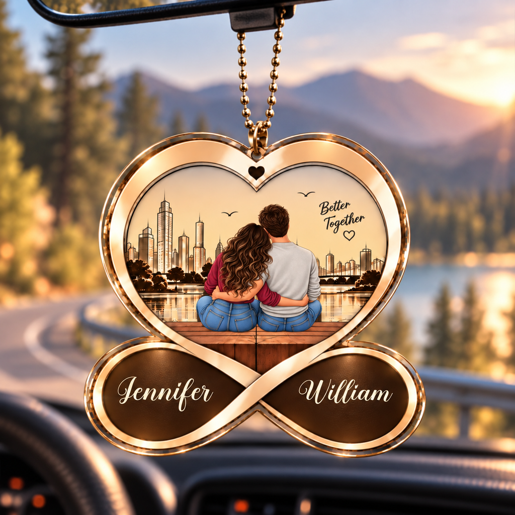 Better Together with Romantic Moments Personalized Couple Heart Ornament – Custom Names, 10 Romantic Poses Couple Ornament - Anniversary Gift for Girlfriend & Boyfriend - Gift for Couples