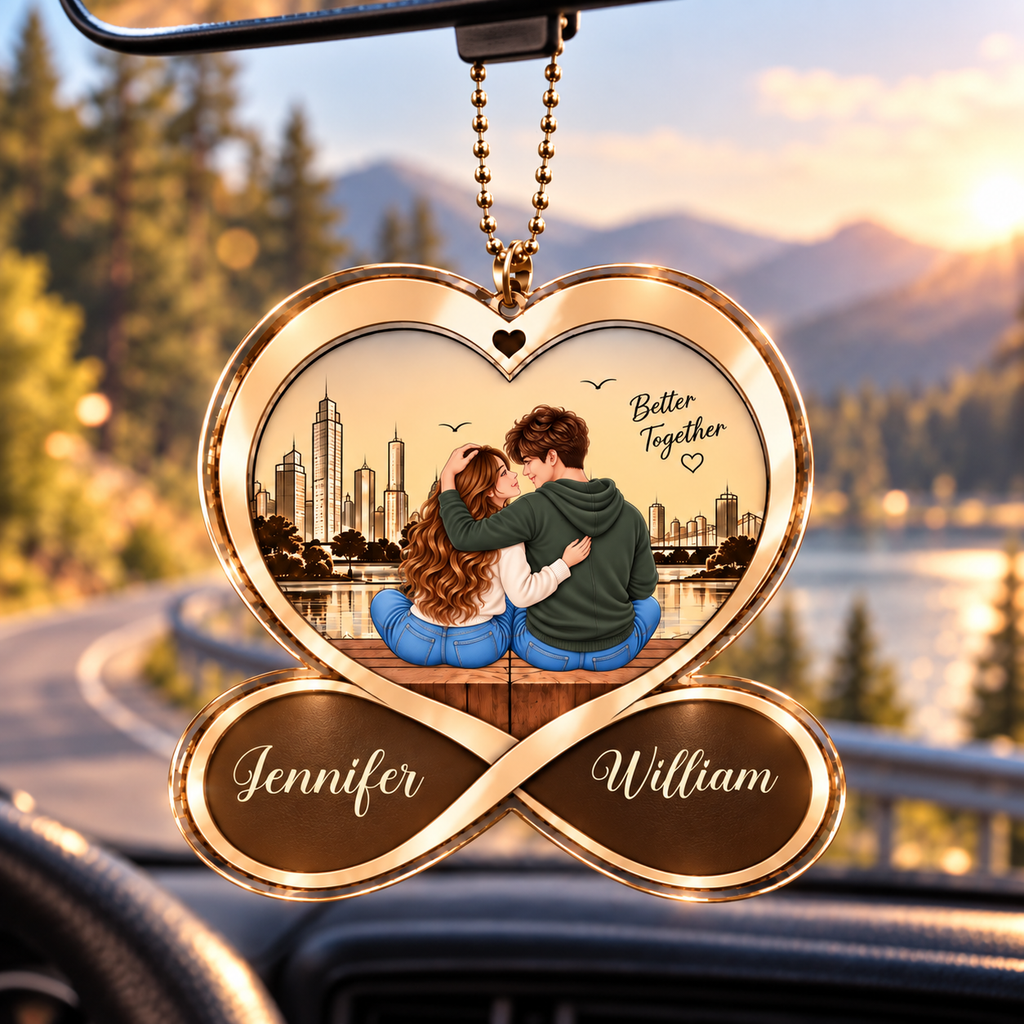 Better Together with Romantic Moments Personalized Couple Heart Ornament – Custom Names, 10 Romantic Poses Couple Ornament - Anniversary Gift for Girlfriend & Boyfriend - Gift for Couples