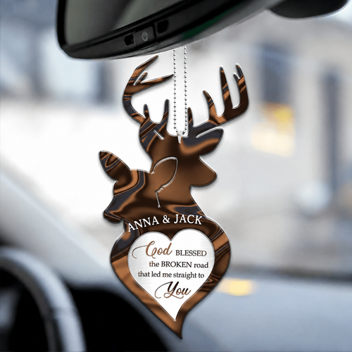Buck And Doe Love God Blessed Personalized Ornament - Gift for Couples, for Husband & Wife