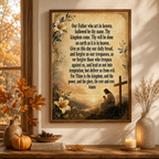 Our Father Prayer Poster Wall Decor - The Lord’s Prayer Wall Art - Christian Decor Inspirational Bible Verse Print Vintage Faith-Based Gift for Home, Church, and Office