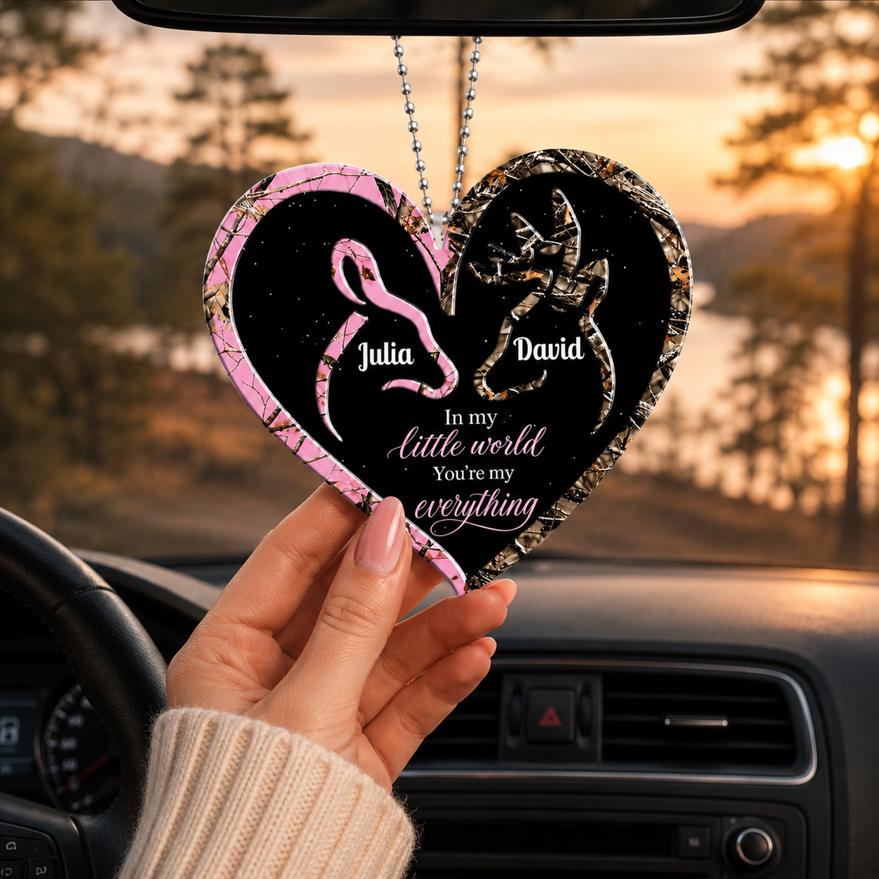 Personalized Deer Heart Doe Buck Romantic Quotes Ornament, Custom Gift for Couples, Anniversary Gift