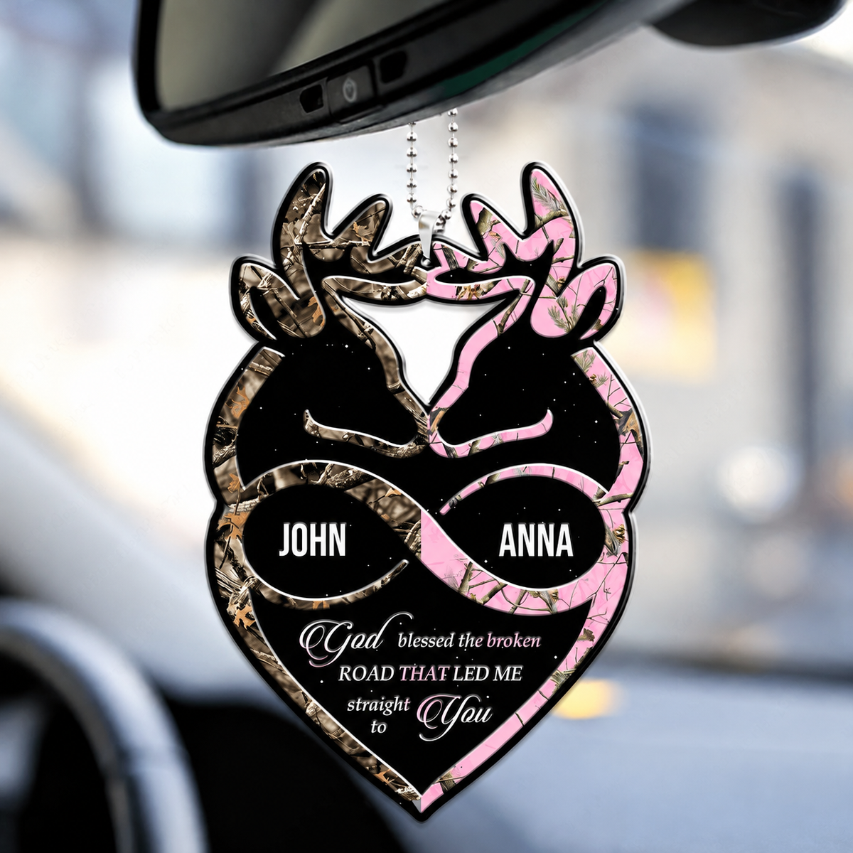 Buck And Doe Infinity Heart God Blessed Personalized Ornament - Perfect Gift for Couples, for Husband & Wife