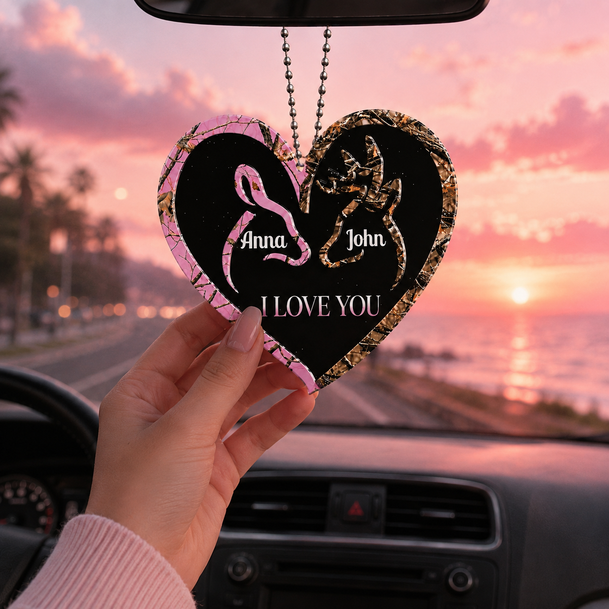 Personalized Deer Heart Doe Buck I Love You Ornament, Custom Gift for Couples, Anniversary Gifts