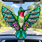 3D Raised Hummingbird Car Ornament – Bible Verse Christian Gift