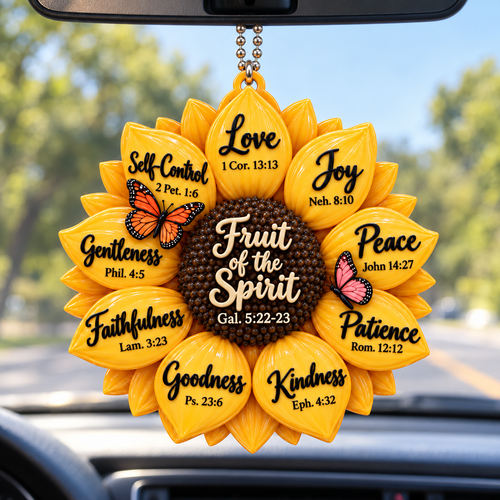 3D Raised Fruit Of The Spirit Sunflower Ornament – Bible Verse Christian Gift
