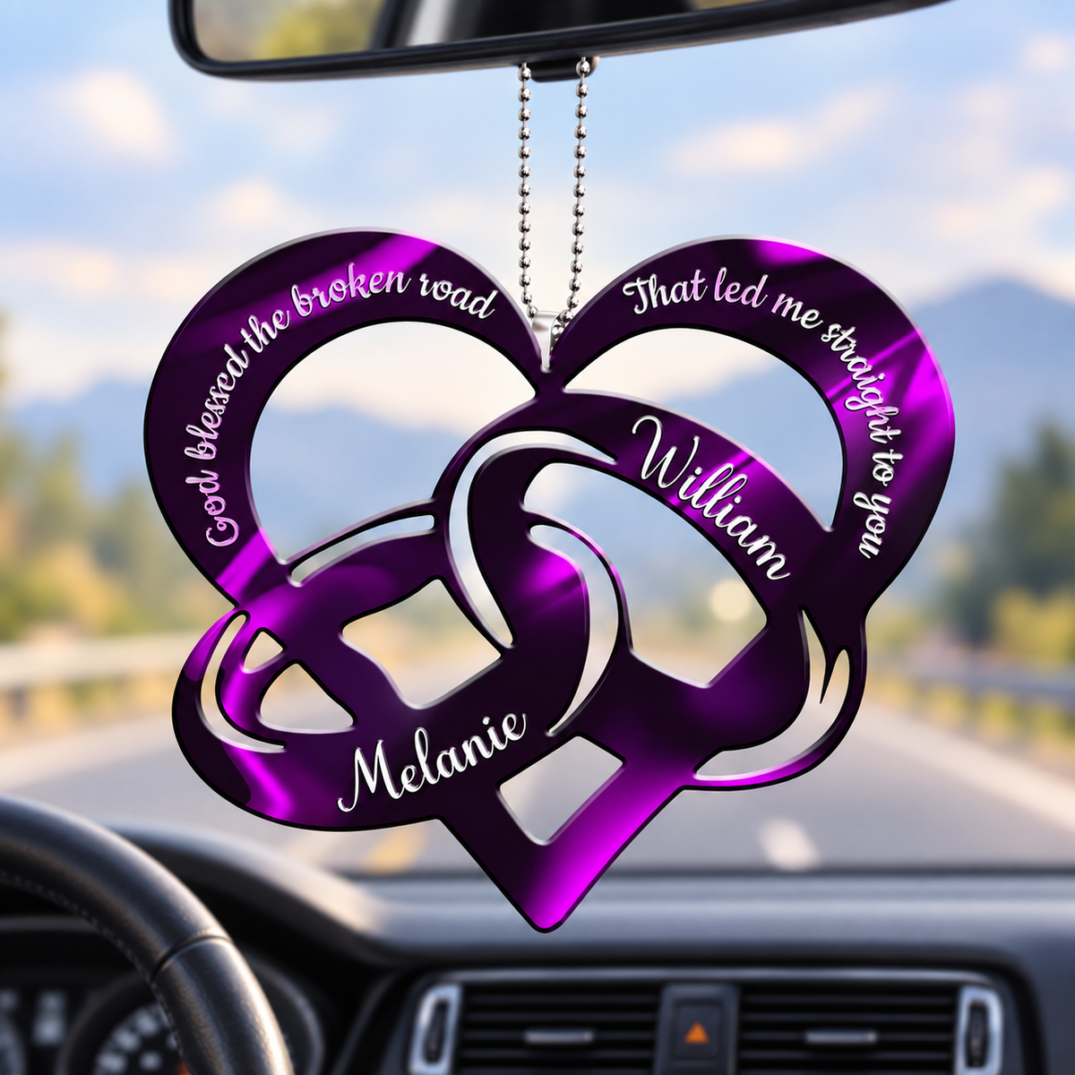 Purple Couple Rings God Blessed Personalized Ornament - Ideal Gift for Couples, for Anniversary Occasions