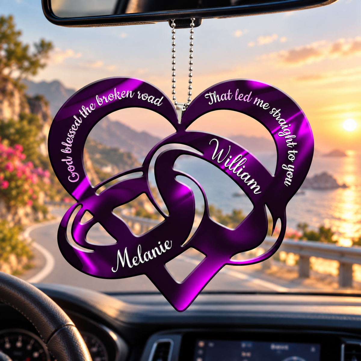 Purple Couple Rings God Blessed Personalized Ornament - Ideal Gift for Couples, for Anniversary Occasions