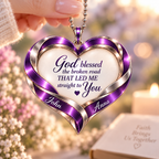Personalized Heart Couple Ornament  - Custom Names God Blessed Heart Car Ornament Gift for Couples, Anniversary Gifts for Husband & Wife