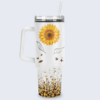 Sunflower Glitter Cheetah You Are 40 Oz Tumbler With Handle - Personalized Stainless Steel Tumbler