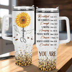 Sunflower Glitter Cheetah You Are 40 Oz Tumbler With Handle - Personalized Stainless Steel Tumbler