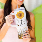 Sunflower Glitter Cheetah You Are 40 Oz Tumbler With Handle - Personalized Stainless Steel Tumbler