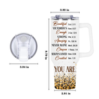 Sunflower Glitter Cheetah You Are 40 Oz Tumbler With Handle - Personalized Stainless Steel Tumbler