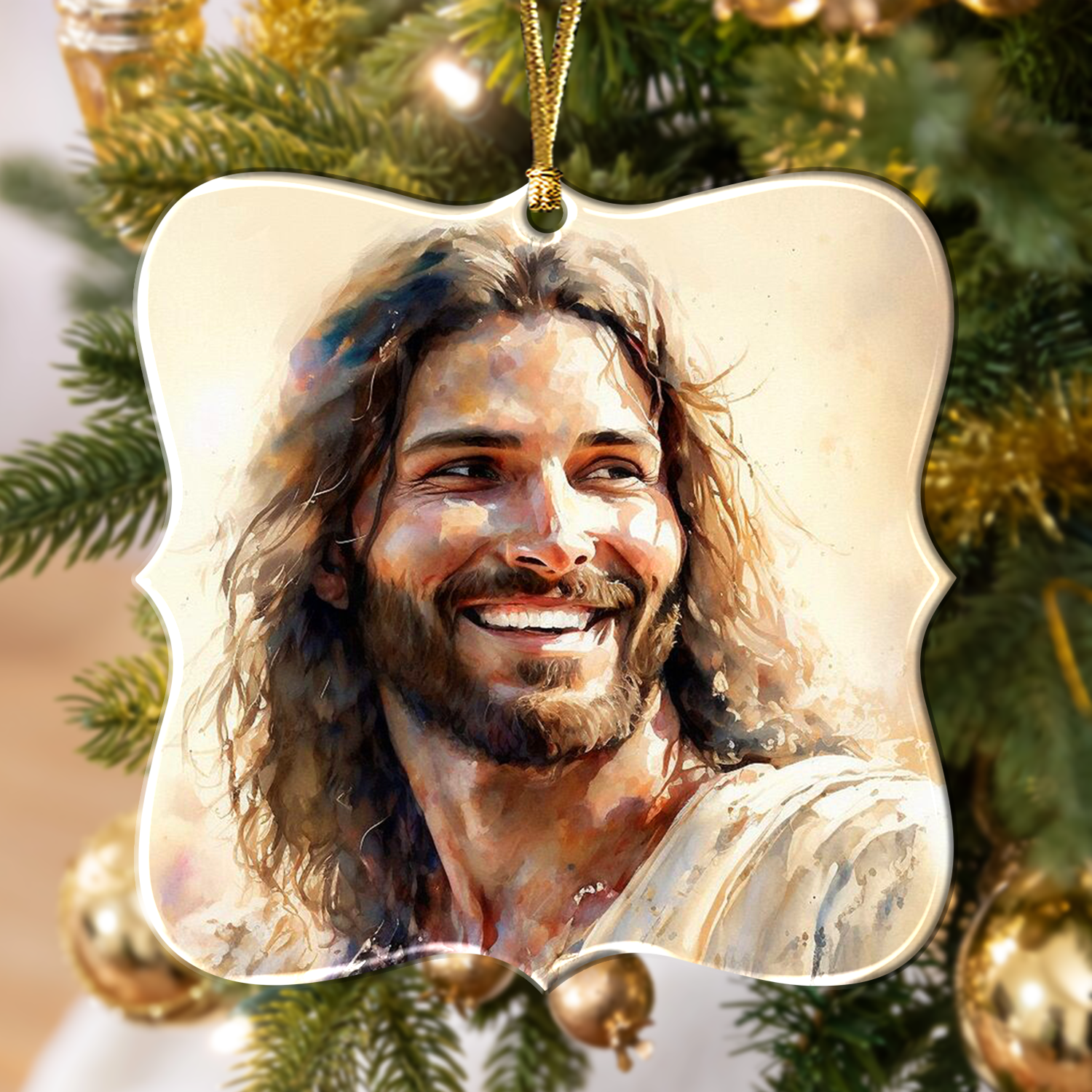 Christ Smiling Portrait Christian Ornament Gift Christmas Ornament Car Hanging