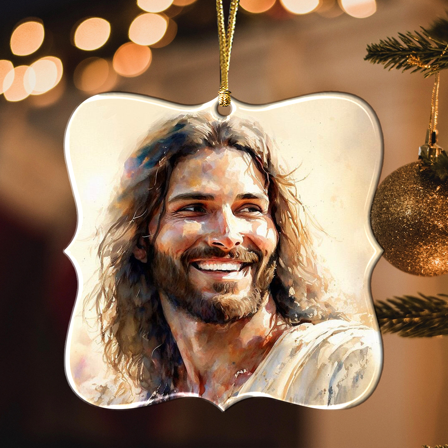 Christ Smiling Portrait Christian Ornament Gift Christmas Ornament Car Hanging