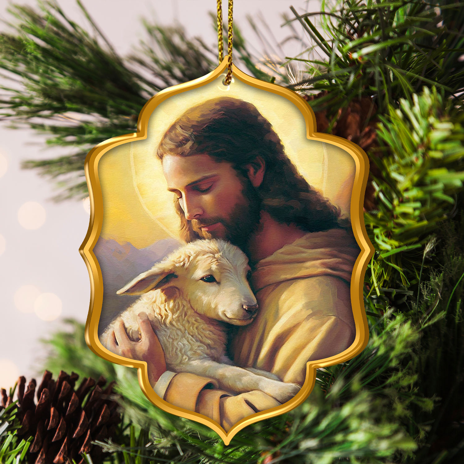 The Good Shepherd, Christ and Lamb Christian Ornament Gift Christmas Ornament Car Hanging