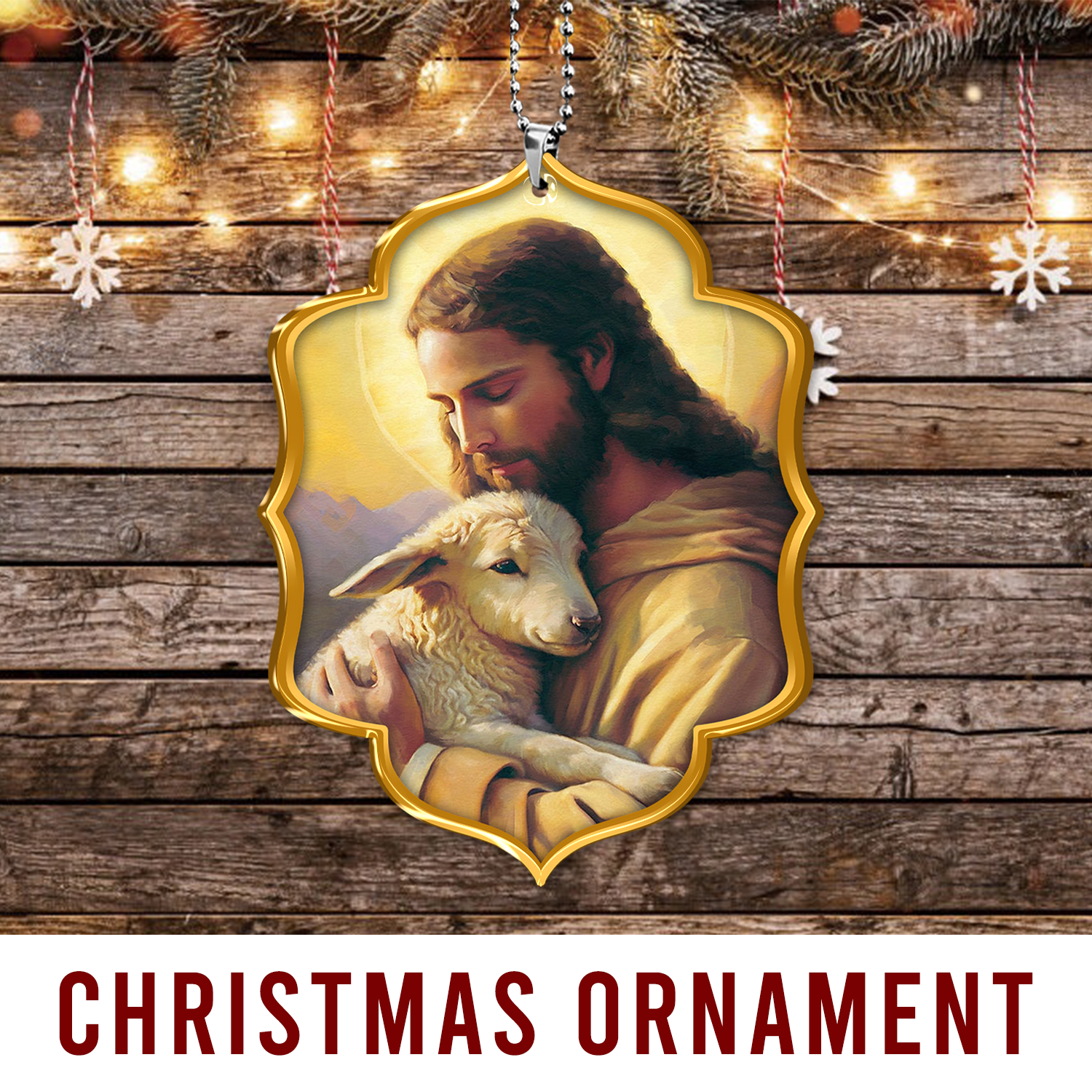 The Good Shepherd, Christ and Lamb Christian Ornament Gift Christmas Ornament Car Hanging