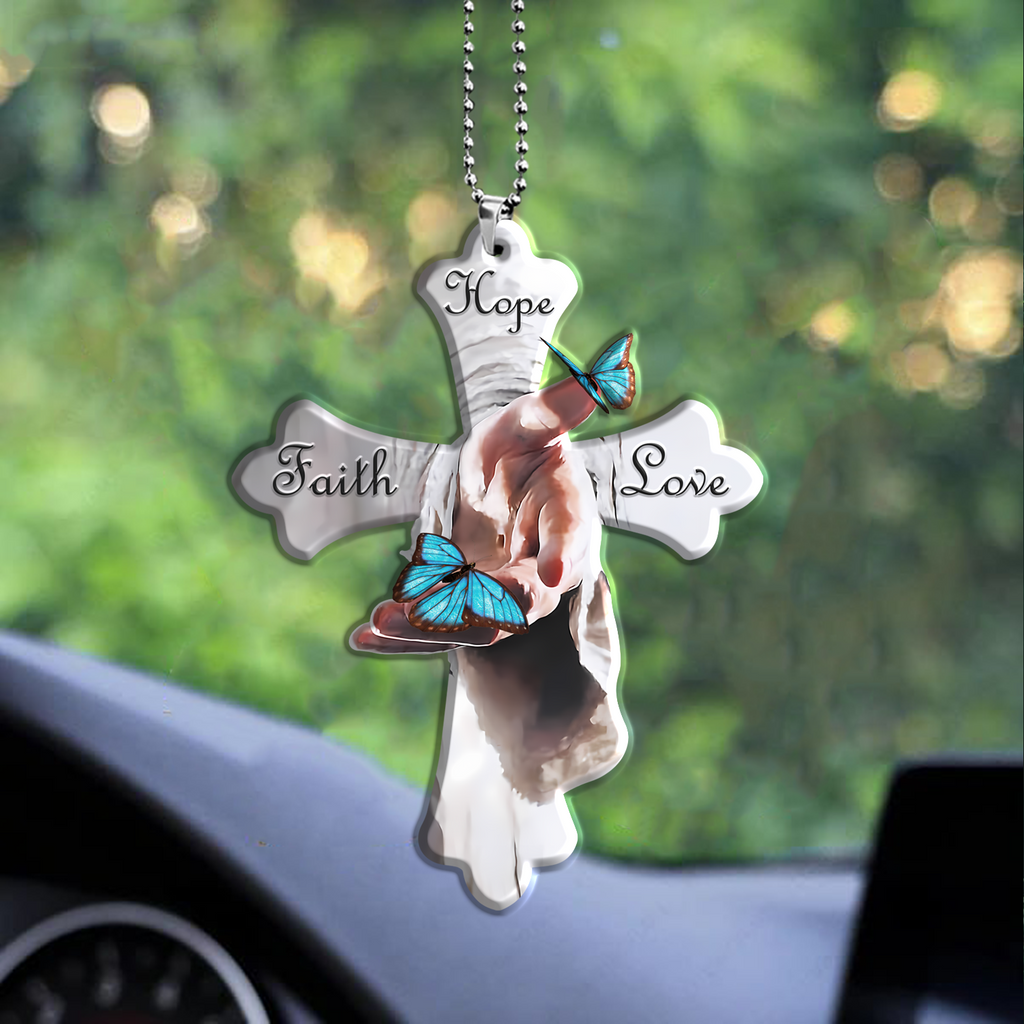 Give Me Your Hand Christian Cross Ornament Gift Christmas Ornament Car Hanging