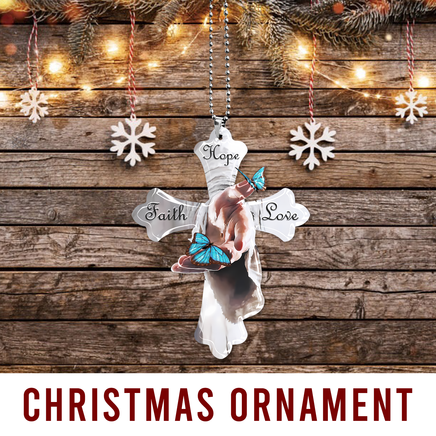 Give Me Your Hand Christian Cross Ornament Gift Christmas Ornament Car Hanging