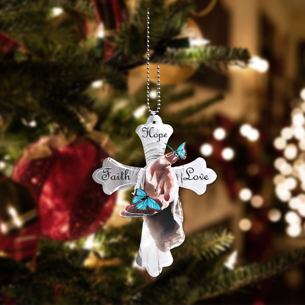 Give Me Your Hand Christian Cross Ornament Gift Christmas Ornament Car Hanging