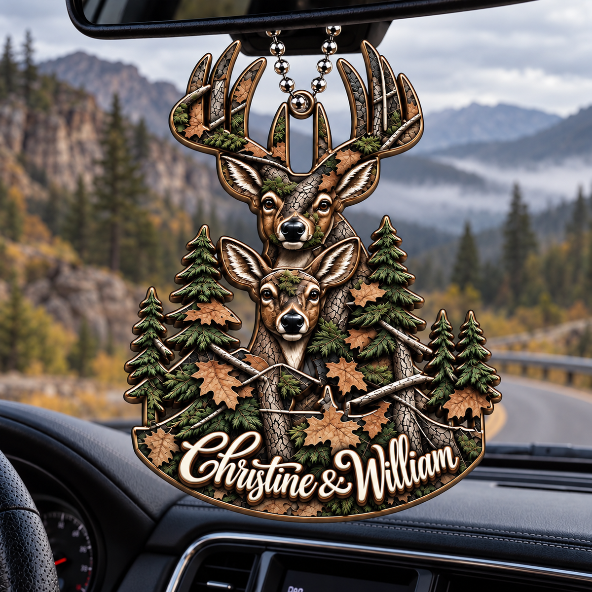 3D Raised Personalized Names Hunting Deer Couple Ornament - Anniversary Gifts