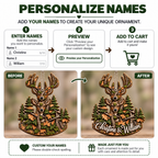 3D Raised Personalized Names Hunting Deer Couple Ornament - Anniversary Gifts