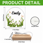 Personalized Name Birth Month Flowers Acrylic Night Light-One Side Print - Ideal Gift for Her
