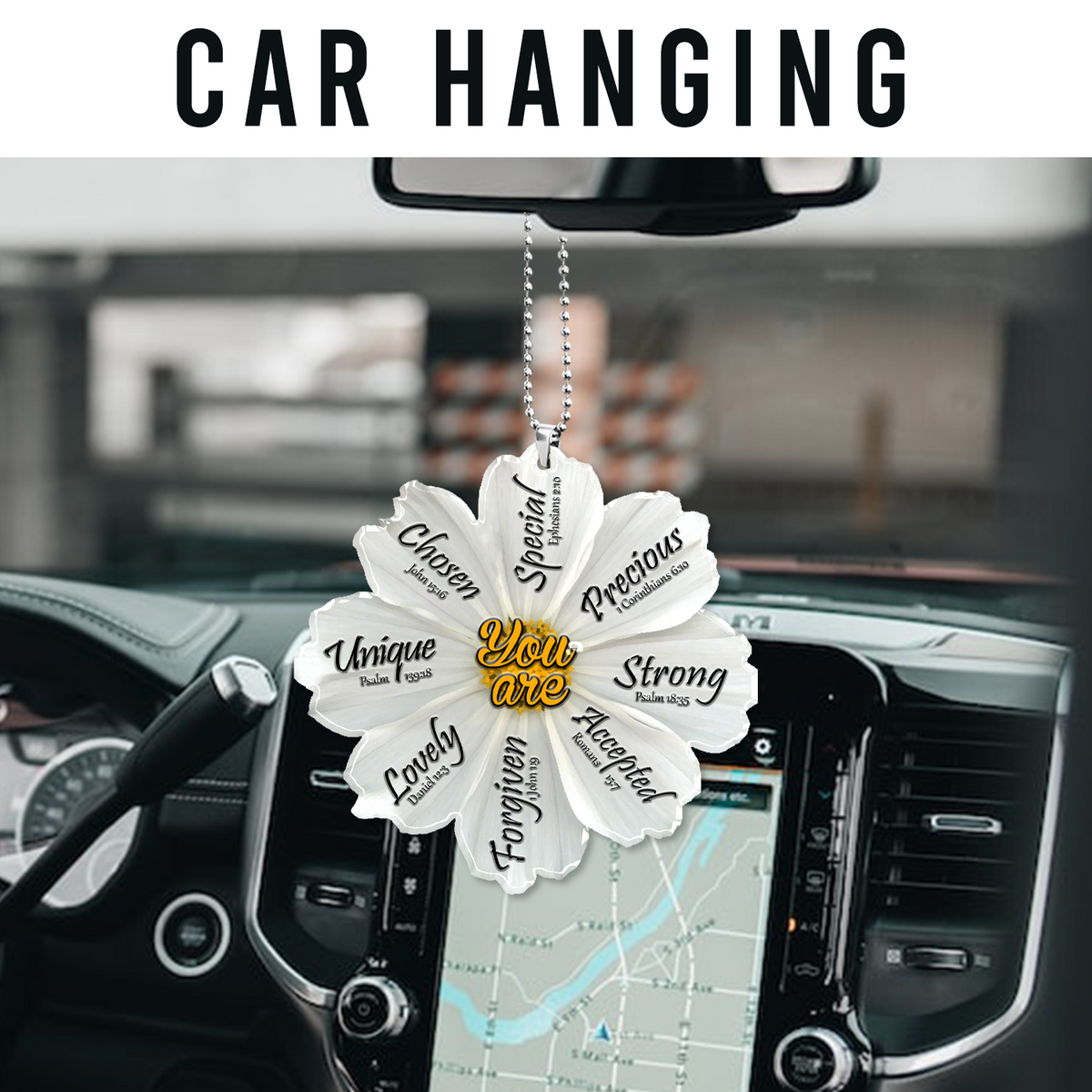 White Cosmos Flower Christian You Are Ornament Gift Bible Verse Christmas Ornament Car Hanging
