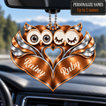 Personalized Names Brown Owl Couple Ornament - Owl Couple Heart Car Ornament - Anniversary Gifts for Couples, Husband & Wife