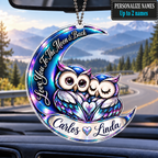 Personalized Names Blue Owl Couple Moon Ornament – Anniversary Keepsake