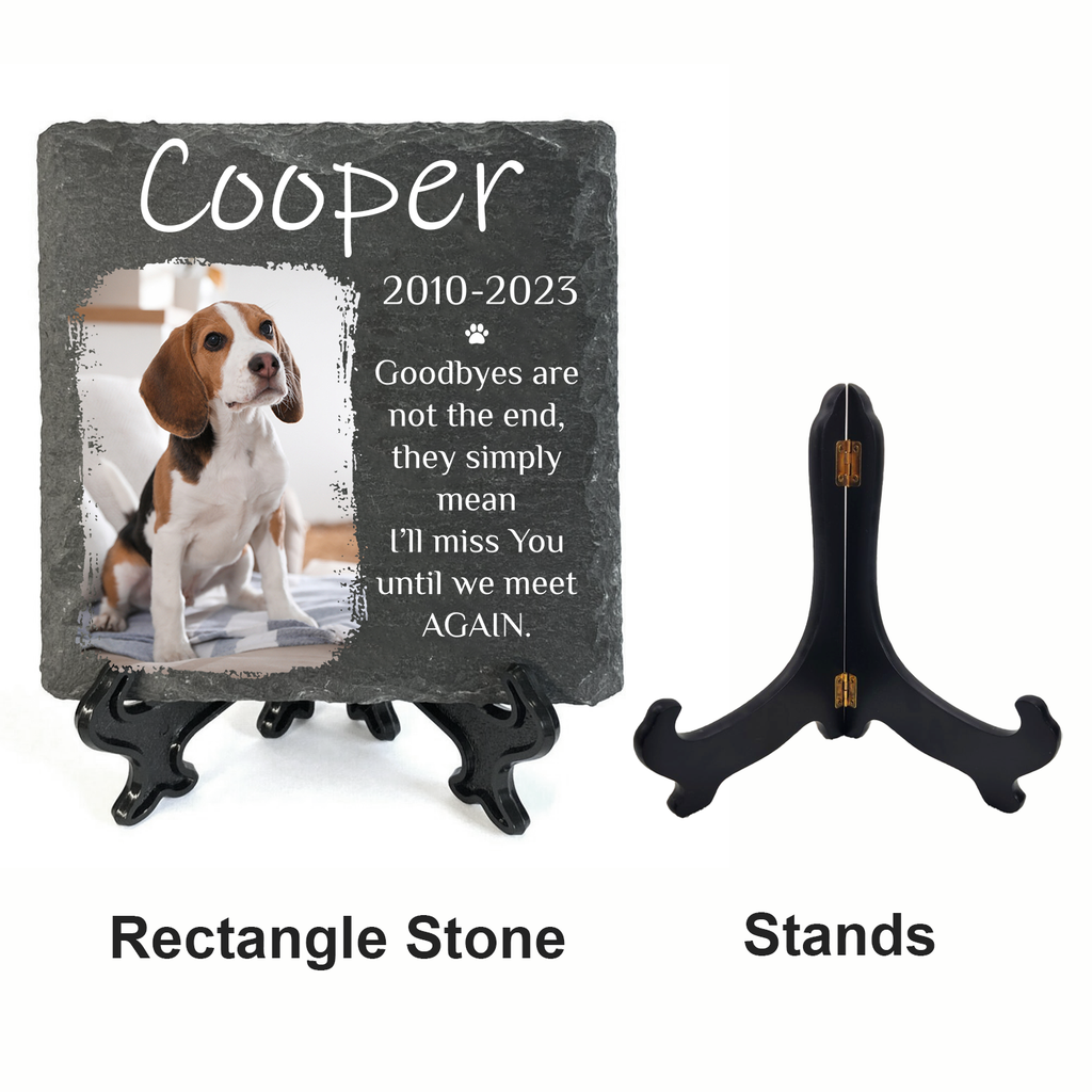 Custom Pet Photo Goodbyes Are Not The End Custom Dog Memorial Stone, Pet Memorial Gifts - Personalized Custom Memorial Tombstone