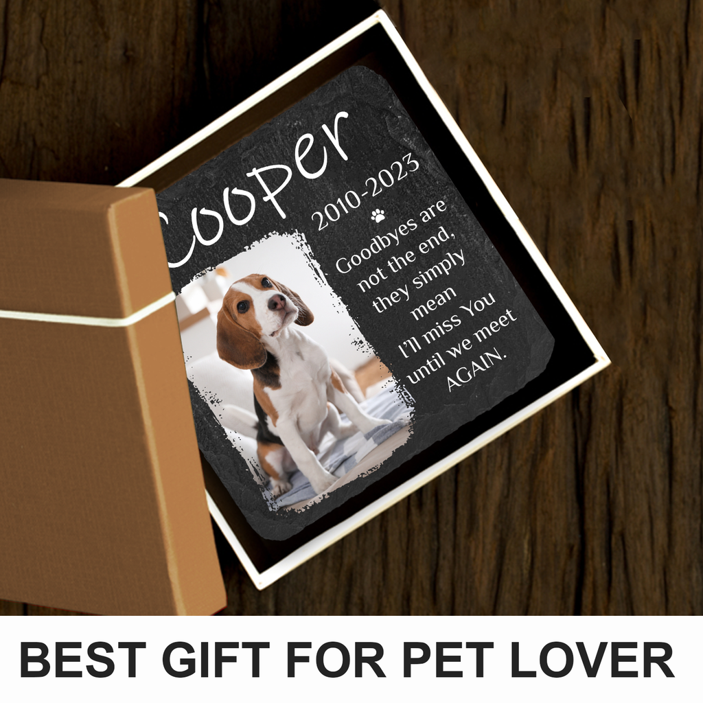 Custom Pet Photo Goodbyes Are Not The End Custom Dog Memorial Stone, Pet Memorial Gifts - Personalized Custom Memorial Tombstone