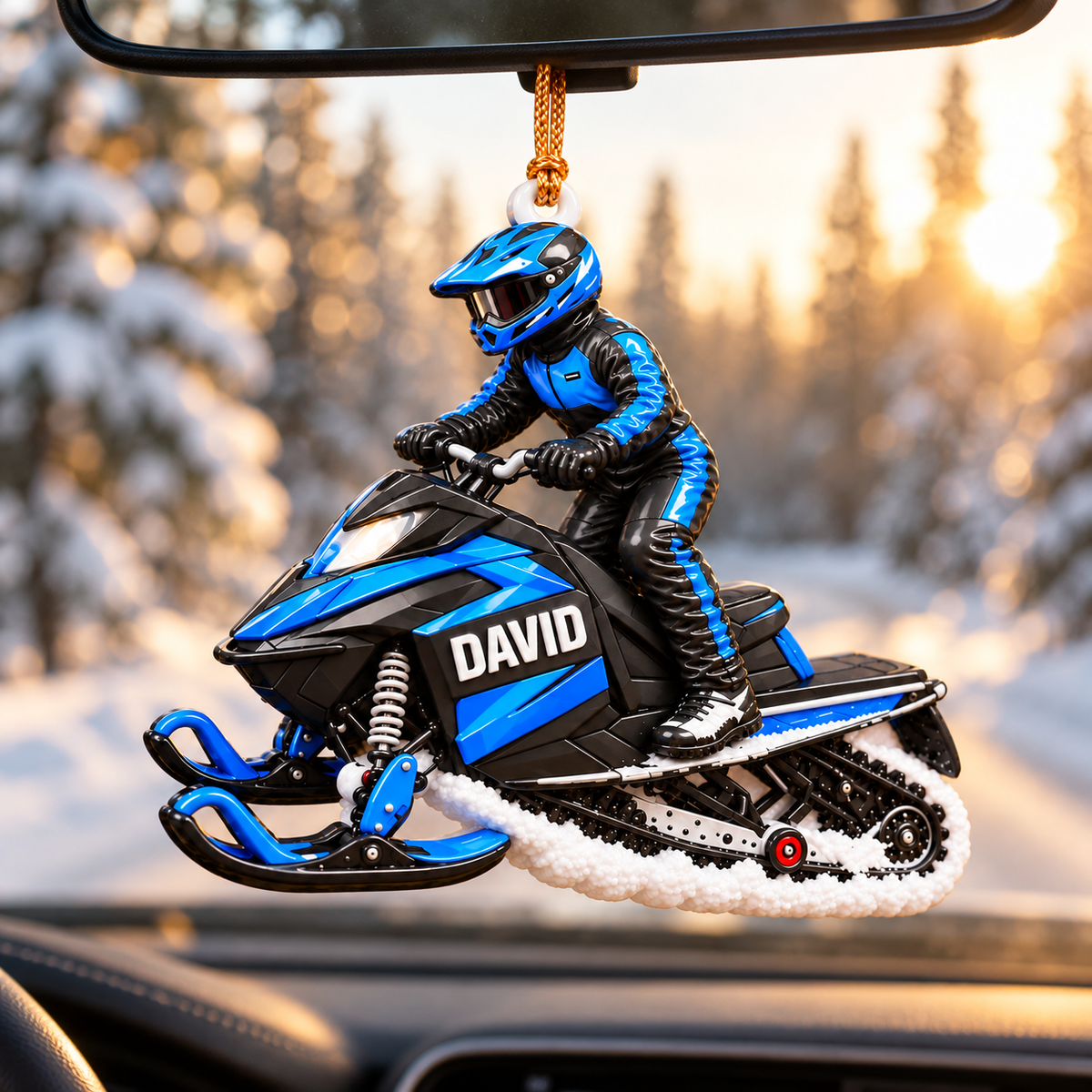 3D Raised Personalized Snowmobile Racing Ornament – Christmas Gift for Him