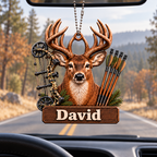 3D Raised Personalized Deer Hunter Ornament, Custom Name Christmas Gift for Him & Her