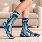 Personalized Wahoo Ocean Fishing Middle Tube Socks for Men & Women - Gift for Fishing Lovers