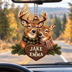 3D Raised Personalized Names Buck & Doe Couple Deer Hunter Ornament - Anniversary Gift