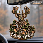 3D Raised Personalized Names Hunting Deer Couple Ornament - Anniversary Gifts