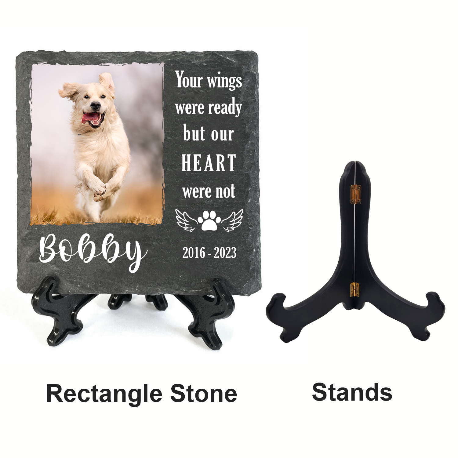 Dog Paw And Pet Photo Your Wings Were Ready Custom Dog Memorial Stone, Pet Memorial Gifts - Personalized Custom Memorial Tombstone