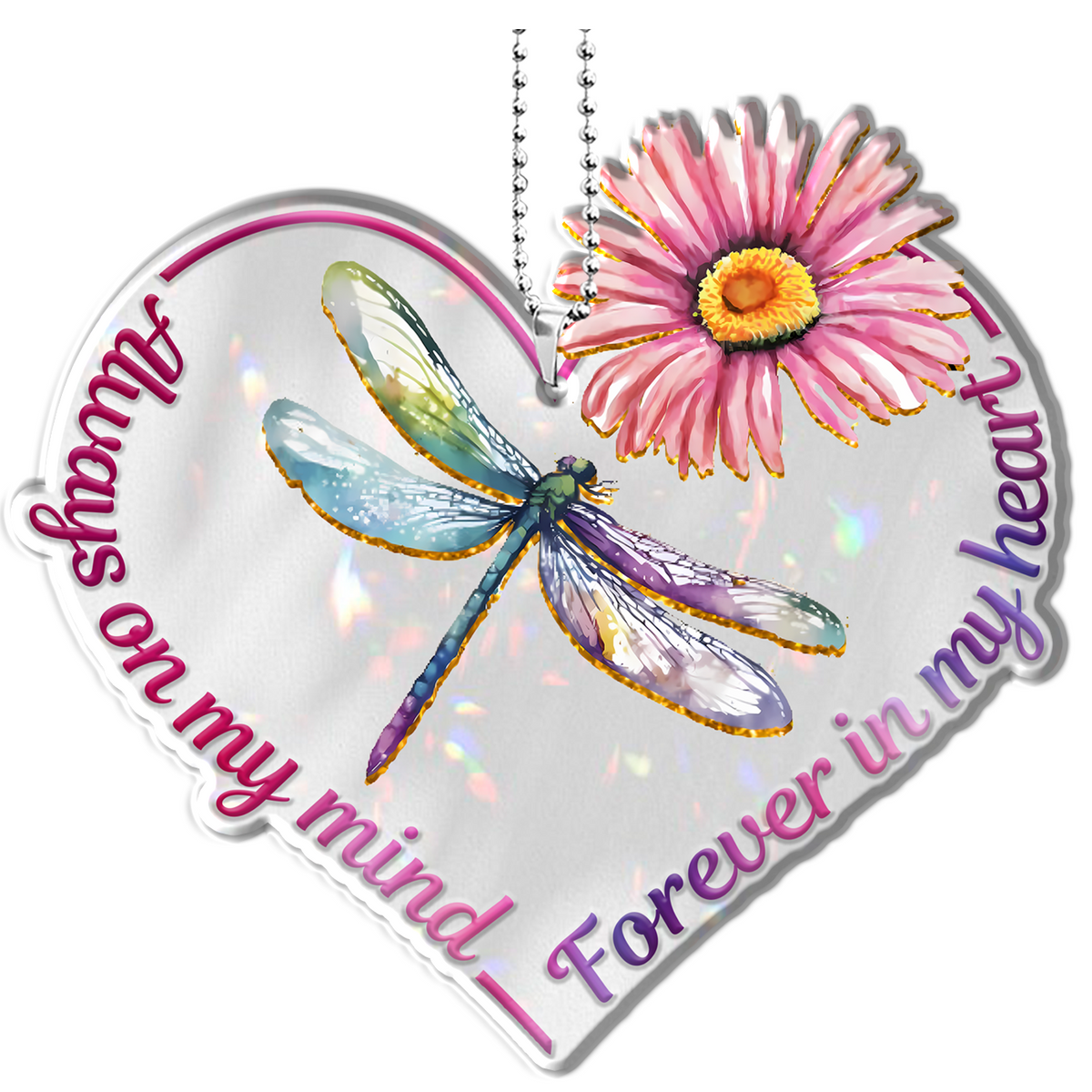 Flower Dragonfly Forever In My Heart Christian Ornament Gift Christmas Ornament Car Hanging
