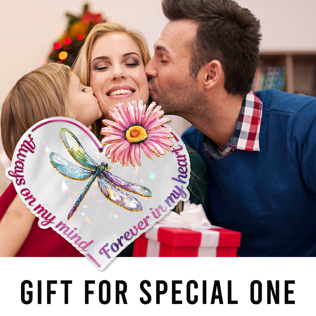 Flower Dragonfly Forever In My Heart Christian Ornament Gift Christmas Ornament Car Hanging