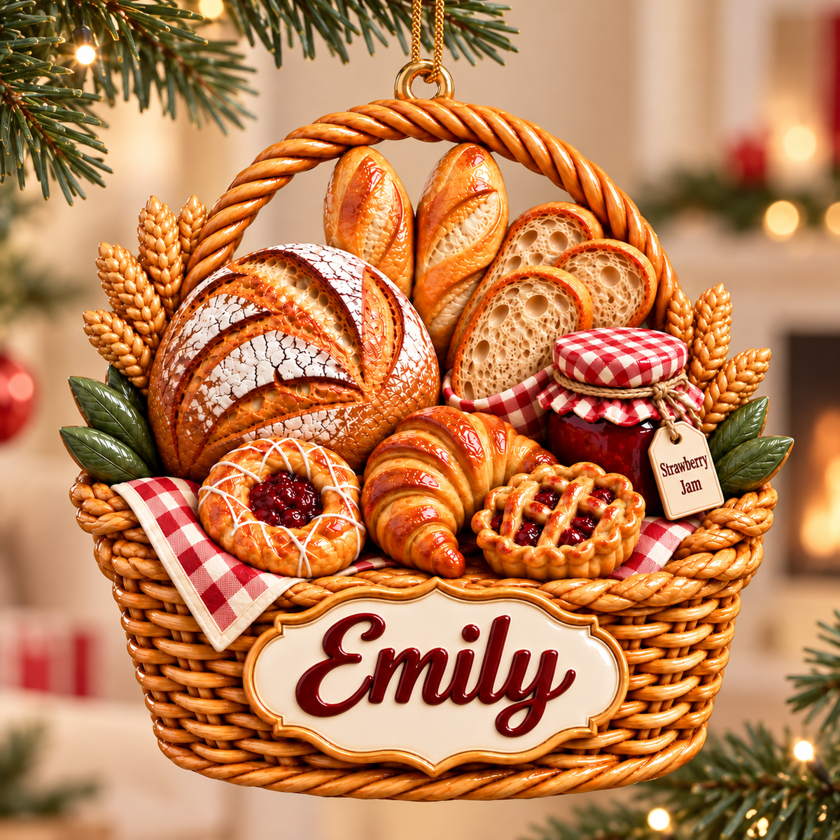 3D Raised Personalized Name Ornament - Sourdough Baker Ornament - Gift for Baking Lovers