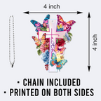Flowers Faith Cross Butterflies Christian Ornament Gift Christmas Ornament Car Hanging