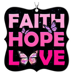 Pink Faith Hope Love Butterflies Christian Ornament Gift Christmas Ornament Car Hanging