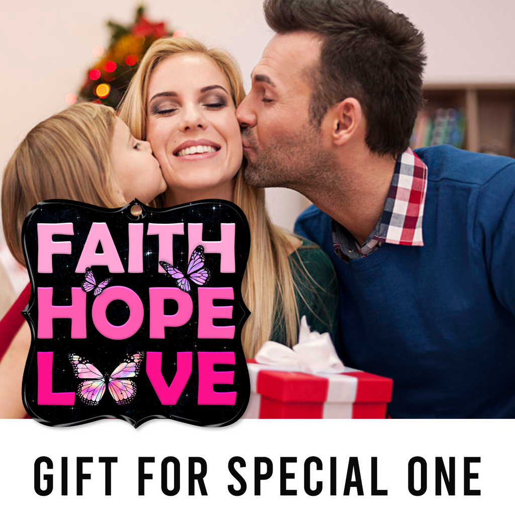 Pink Faith Hope Love Butterflies Christian Ornament Gift Christmas Ornament Car Hanging