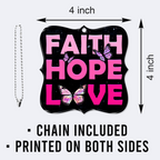 Pink Faith Hope Love Butterflies Christian Ornament Gift Christmas Ornament Car Hanging