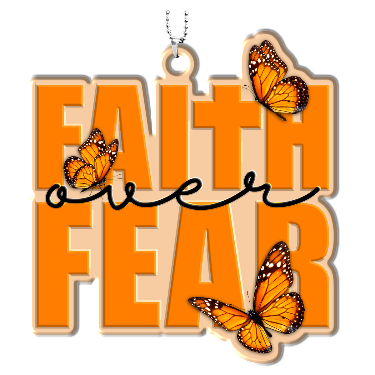 Faith Over Fear Butterflies Christian Ornament Gift Christmas Ornament Car Hanging