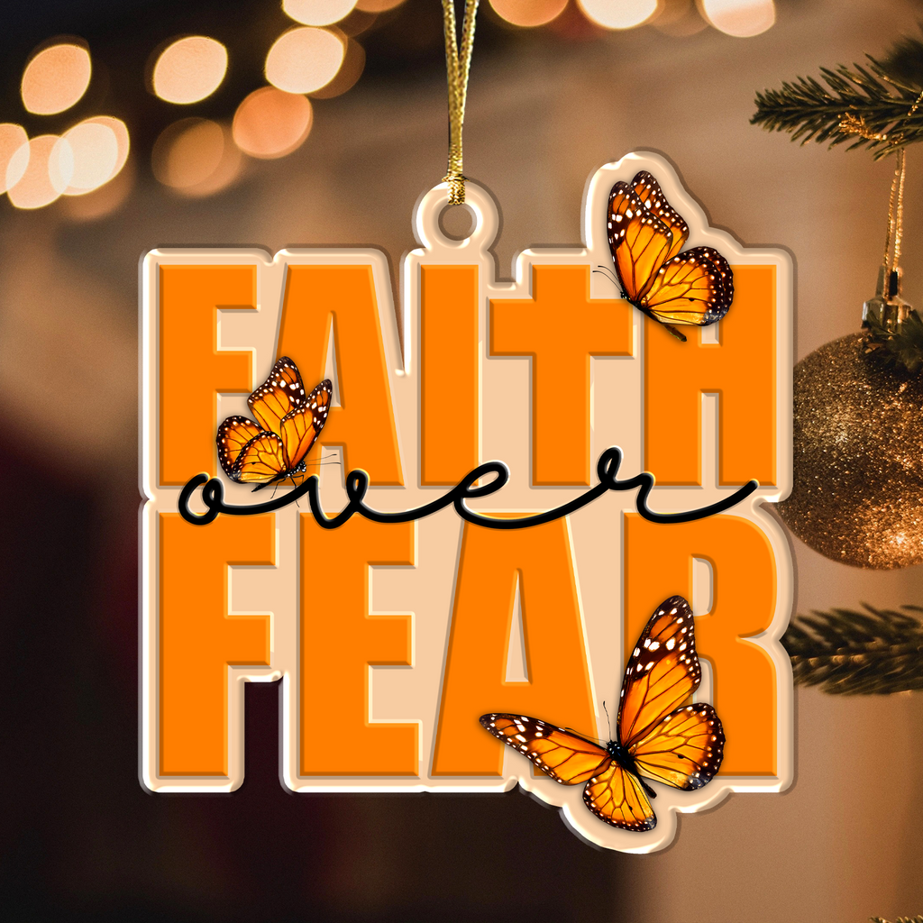 Faith Over Fear Christian Ornament Spiritual Gift Christmas Ornament Car Hanging