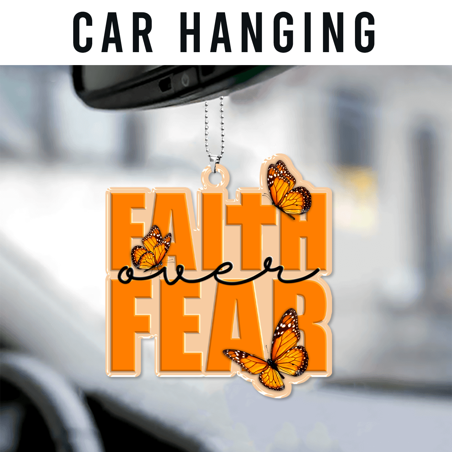 Faith Over Fear Christian Ornament Spiritual Gift Christmas Ornament Car Hanging