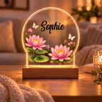 Personalized Name Birth Month Flowers Acrylic Night Light-One Side Print - Ideal Gift for Her