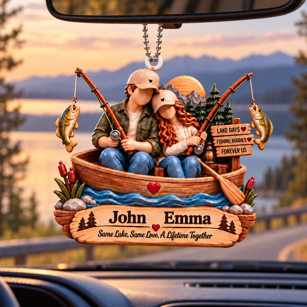 3D Raised Personalized Names Ornament - Fishing Buddies Ornament – Gift for Couples