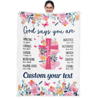 Pink Floral Faith You Are Blanket Custom Gifts for Women or Men - Inspirational Blanket, Thinking of You Gifts for Friend Sister Coworker, Personalized Blanket Gifts for Her Him